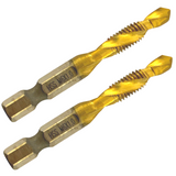 M6 x 1 Combination Tap And Drill Bits HSS Titanium Coated. 1/4" Hex Shank