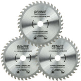 3 Pack - 160mm x 36T TCT Circular Wood Saw Blades Fits Bosch, Makita, Black & Decker, ,Festool TS55 etc