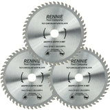 3 Pack - 160mm x 48T TCT Circular Wood Saw Blades Fits Bosch, Makita, Black & Decker, Dewalt, Festool TS55 etc