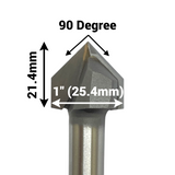 1 (25.4mm) x 90° x 1/2 Shank V-Groove Carbide Tipped Router Bit (Onsrud Spec 37-63)