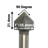 1 (25.4mm) x 90° x 1/2 Shank V-Groove Carbide Tipped Router Bit