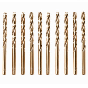 Box Of 10 x Cobalt Jobber Drills For Hard Metals & Stainless Steel Sizes 1mm - 6.5mm