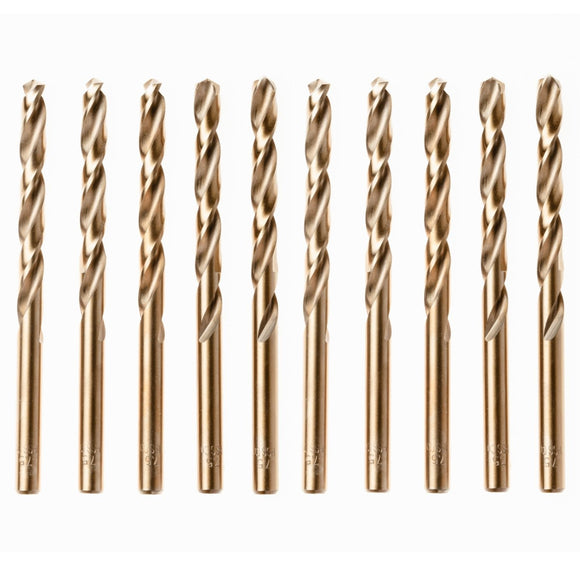 Box Of 10 x Cobalt Jobber Drills For Hard Metals & Stainless Steel Sizes 1mm - 6.5mm