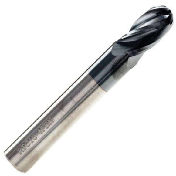 Solid Carbide 4 Flute Ballnose Tialn Coated Endmill Standard Lengths