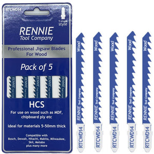 Pack Of 5 T114D Style T Shank HCS Jigsaw Blades For Wood Fits Bosch, Dewalt, Festool, Makita Etc